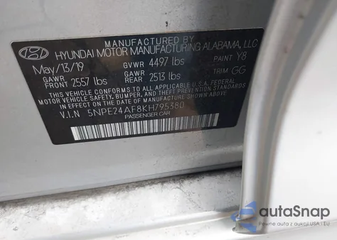 2019 Hyundai Sonata Se from USA, damaged, VIN 5NPE24AF8KH795380